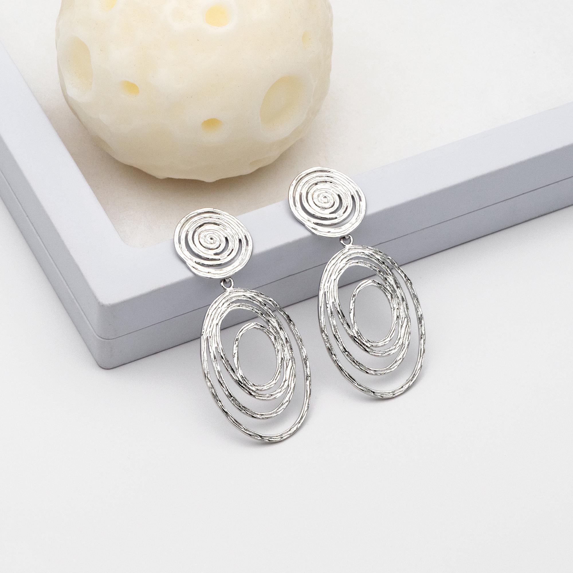 Gold/ Silver Vortex Earrings, Swirl Stud Earrings, Everyday Earrings, Handmade Earrings, Gift For Her (ER-094)